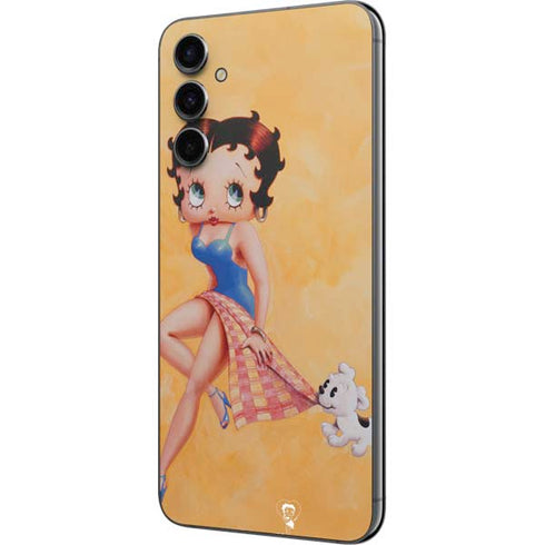 Betty Boop With Puppy Orange Background Galaxy A14 5G Skin